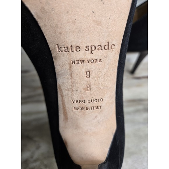 Kate Spade New York  Pointed Toe Pump Stiletto Black Leather Made In Italy 9  US - Picture 10 of 12
